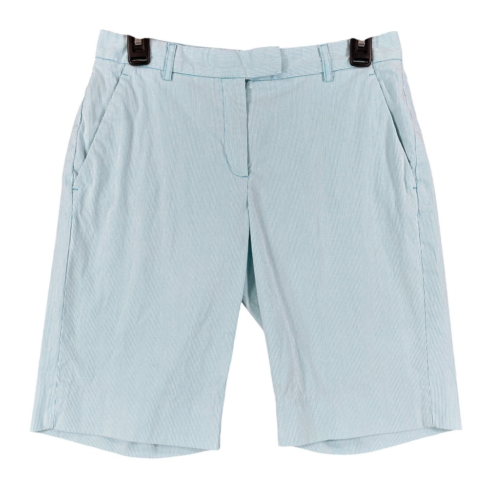 Brooks Brothers Bermuda Shorts Womens 4 Blue Seersucker Striped Casual Summer